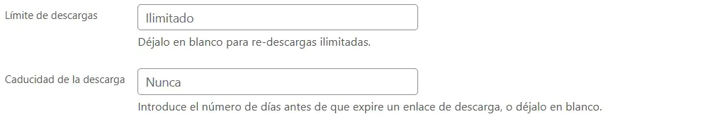 Productos Digitales y Descargables en WooCommerce (E-books, Cursos, Software) - configurar límite y caducidad de descargas
