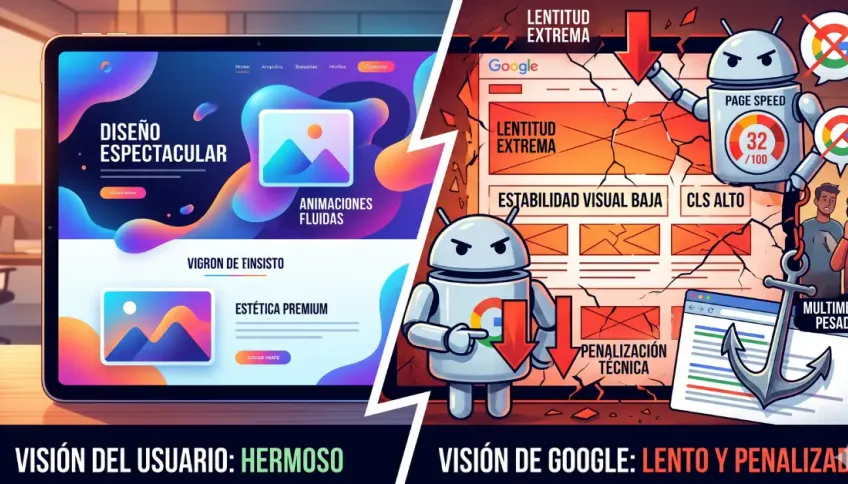¿Por qué tu página web se ve bonita pero Google la penaliza?