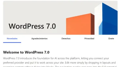 Imagen de portada: WordPress 7.0 ya llegó: qué cambió y qué debe hacer tu negocio ahora
