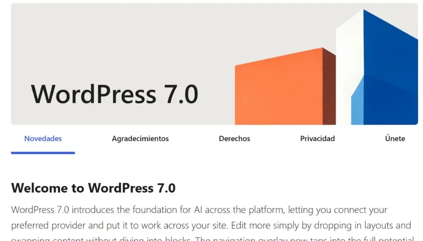 WordPress 7.0 ya llegó: qué cambió y qué debe hacer tu negocio ahora
