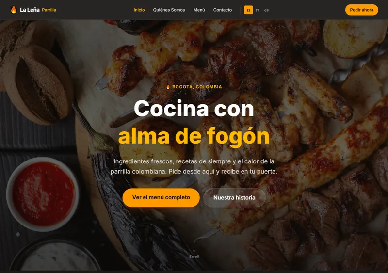 Captura de pantalla del demo La Leña Parrilla (Restaurante)